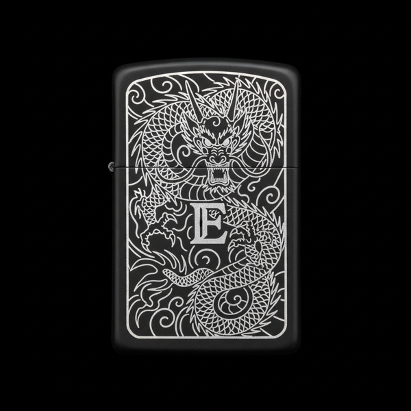 Benzinli Çakmak Ejderha Figürlü E Harfli Tasarım - V38 - Image 1
