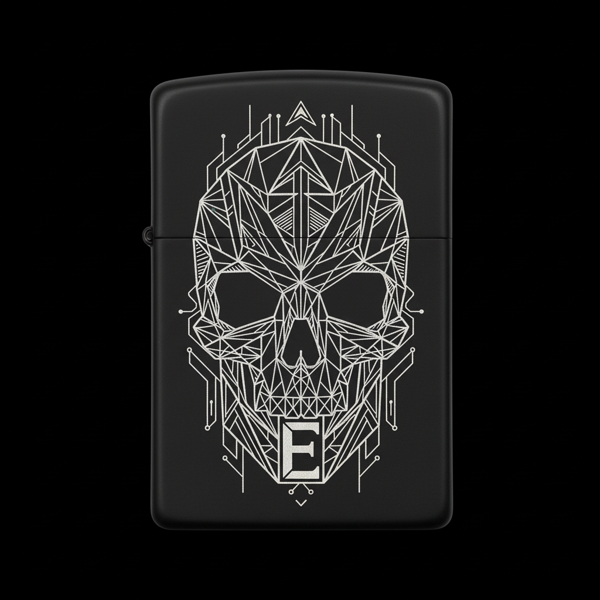 Benzinli Çakmak Kuru Kafa Figürlü E Harfli Tasarım - V53 - Image 1