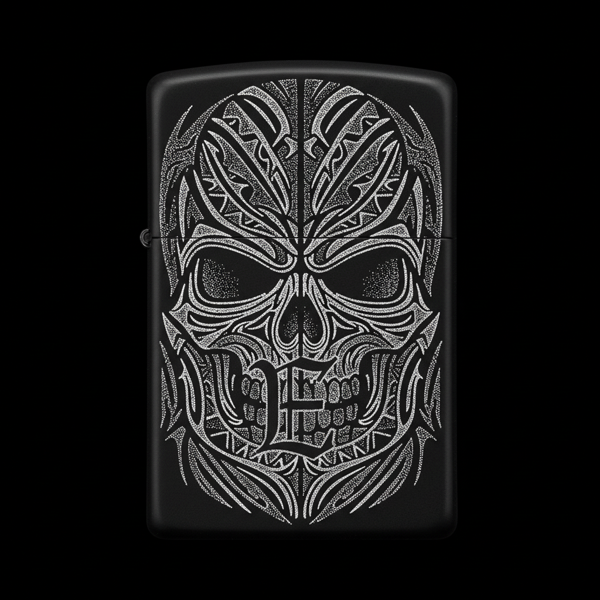 Benzinli Çakmak Kuru Kafa Figürlü E Harfli Tasarım - V94 - Image 1