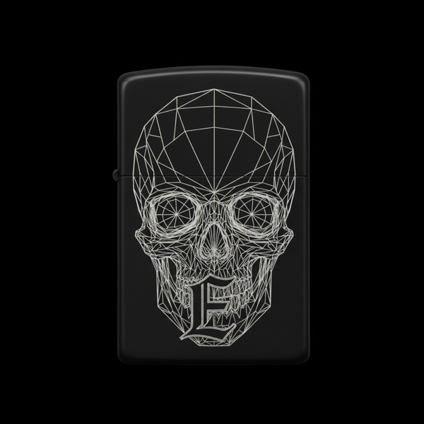 Benzinli Çakmak Kuru Kafa Figürlü E Harfli Tasarım - V60 - Image 1