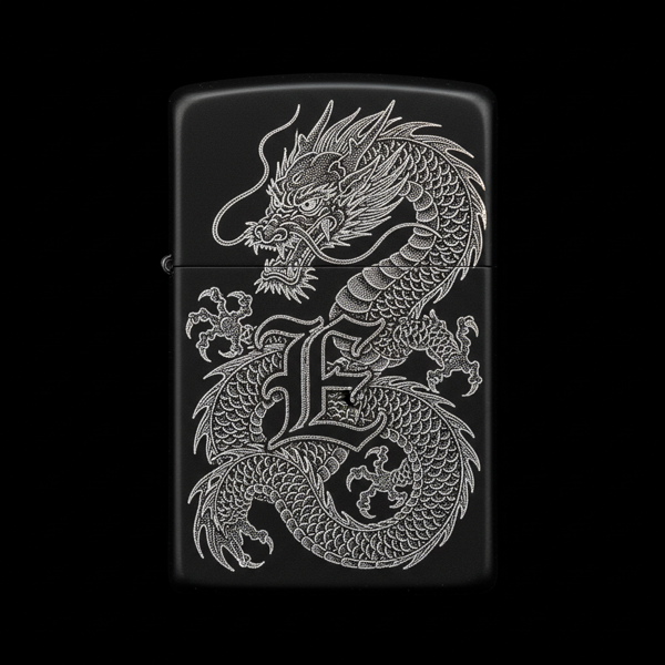 Benzinli Çakmak Ejderha Figürlü E Harfli Tasarım - V29 - Image 1