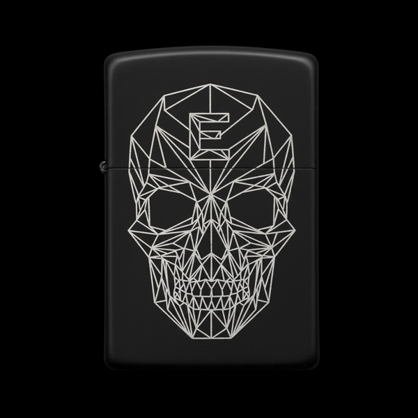 Benzinli Çakmak Kuru Kafa Figürlü E Harfli Tasarım - V73 - Image 1