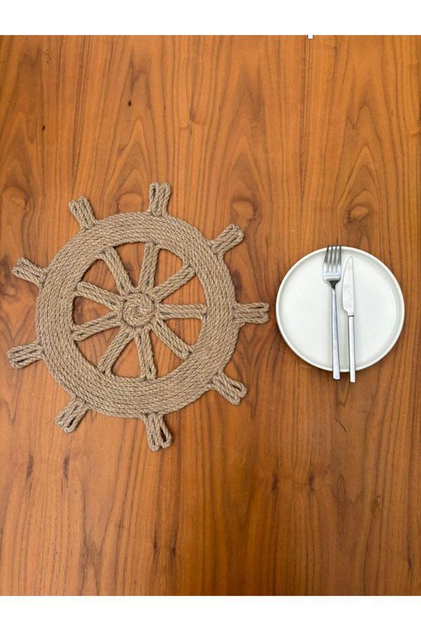 Home İnn Rustik Tarz Jüt İp Dümen Model Amerikan Servis – El Yapımı, Leke Tutmaz Sofra Aksesuarı - Image 1