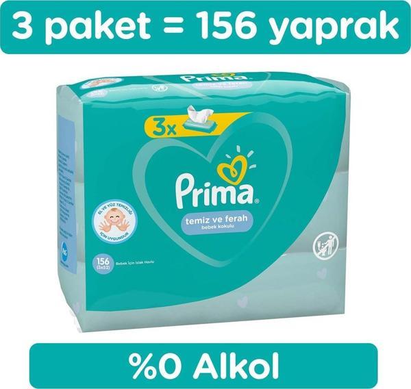 Prima Temiz Ve Ferah 3'Lü Fırsat Paketi 156 Yaprak Islak Havlu - Image 1
