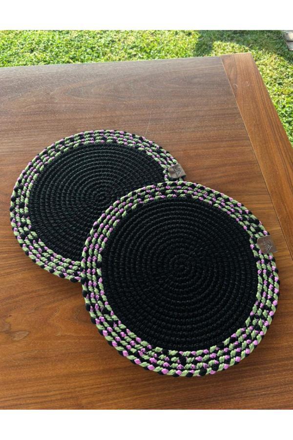 Home İnn Siyah Desenli Yuvarlak 2’Li Supla Seti – Şık Masa Sunumları İçin - Image 1