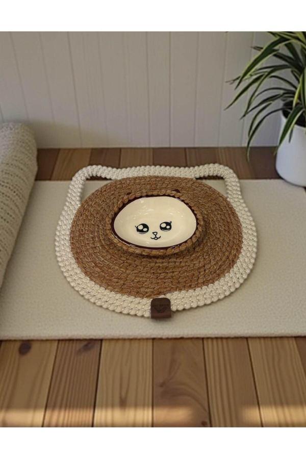 Home İnn Hasır Görünümlü Kedi Paspası Ve Mama Kabı | Su Geçirmez - Leke Tutmaz - Image 1