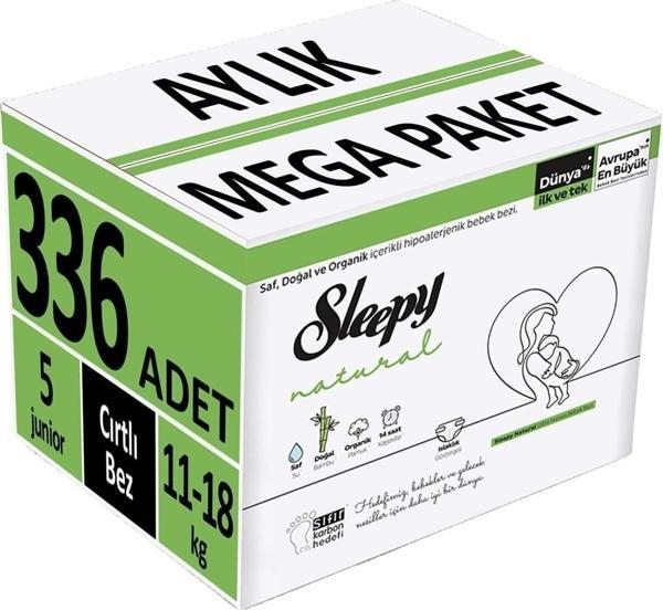 Sleepy Bebek Bezi Natural Beden:5 (11 - 18 Kg) Junior 336 Adet Aylık Mega Pk - Image 1