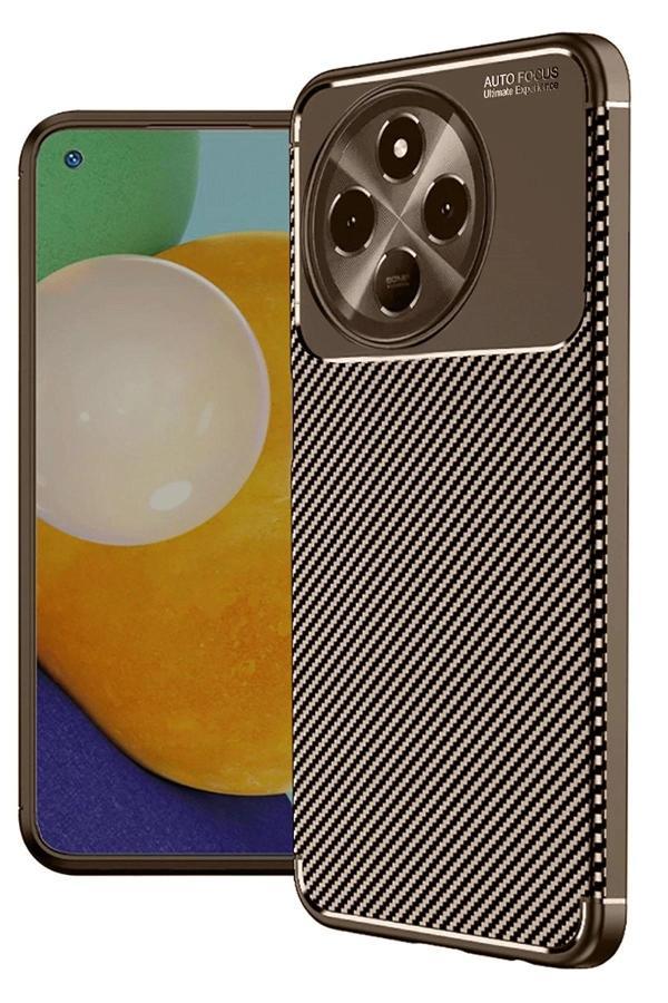 Tecno Spark 30 Pro Kılıf Auto Focus Karbon Kapak - Kahverengi-(5796) - Image 1