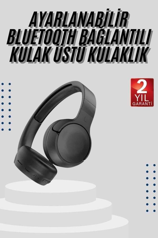Kablosuz Bluetooth Kulaklık Kulak Üstü Ayarlanabilir Uzun Ömürlü - Image 1