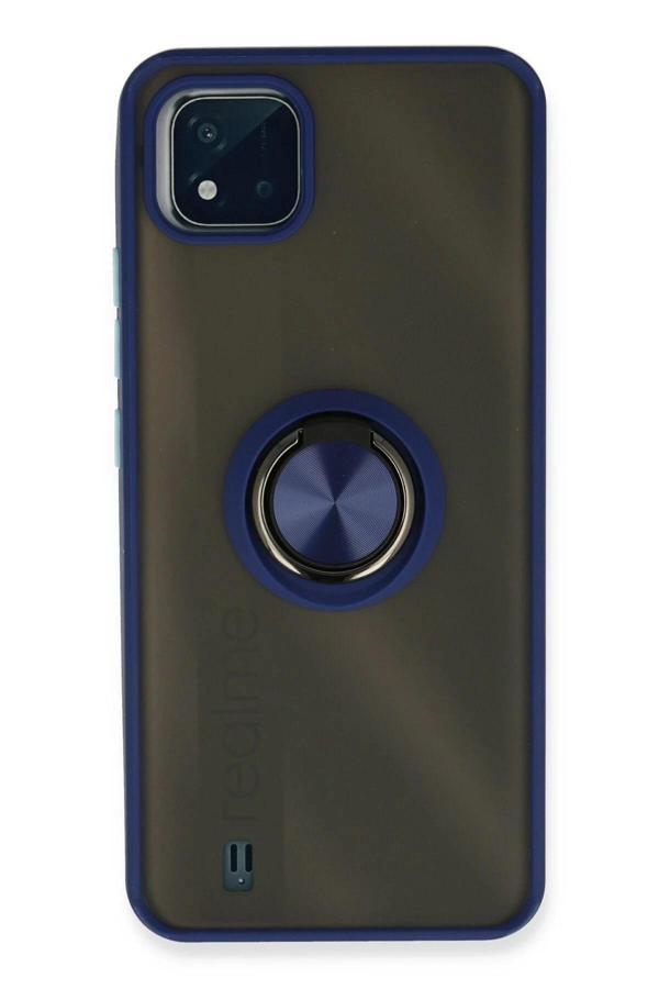 Realme C11 2021 Kılıf Montreal Yüzüklü Silikon Kapak - Lacivert-(5796) - Image 1