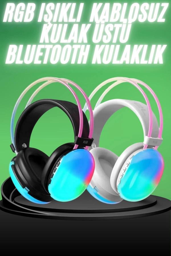 Yeni Nesil Kulak Üstü Kablosuz Uzun Ömürlü RGB Işıklı Bluetooth Kulaklık - Image 1