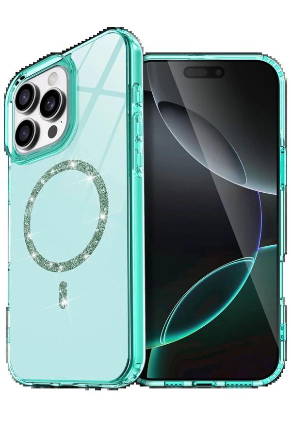 Apple iPhone 15 Pro Max Live Diamond Magsafe Kapak - Yeşil-(5796) - Image 1