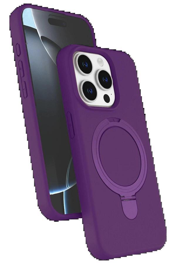 Apple iPhone 15 Pro Max Regal Magsafe Standlı Kapak - Derin Mor-(5796) - Image 1