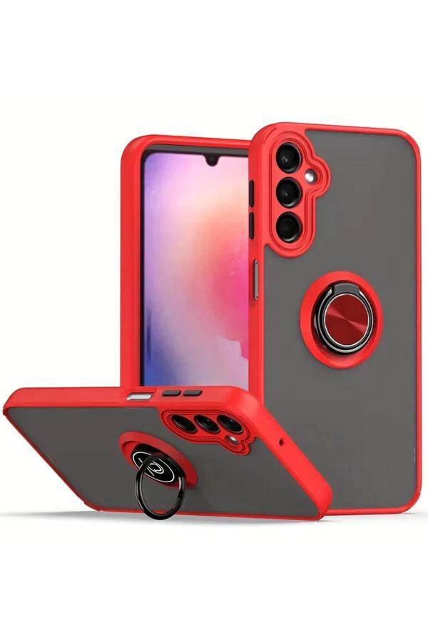 Samsung Galaxy A16 5G Kılıf Montreal Yüzüklü Silikon Kapak - Kırmızı-(5796) - Image 1