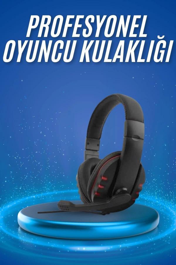 Oyuncu Kulaklığı Kulak Üstü Kablolu Stereo Mikrofonlu Yumuşak Kulak Yastığı - Image 1