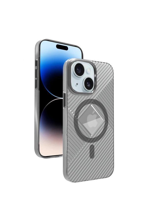 iPhone 15 Stella PC Sert Magsafe Kılıf - Siyah-(5796) - Image 1