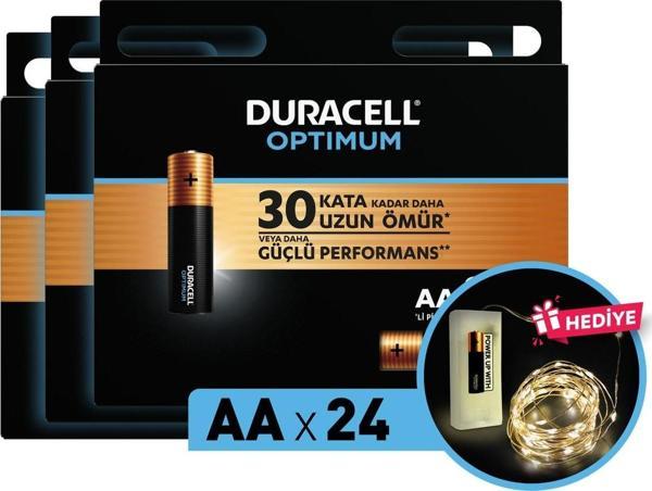 Duracell Optimum Aa Alkalin Pil, 1,5 V Lr6 Mn1500, 24'Lü Paket Ve Led Işık - Image 1