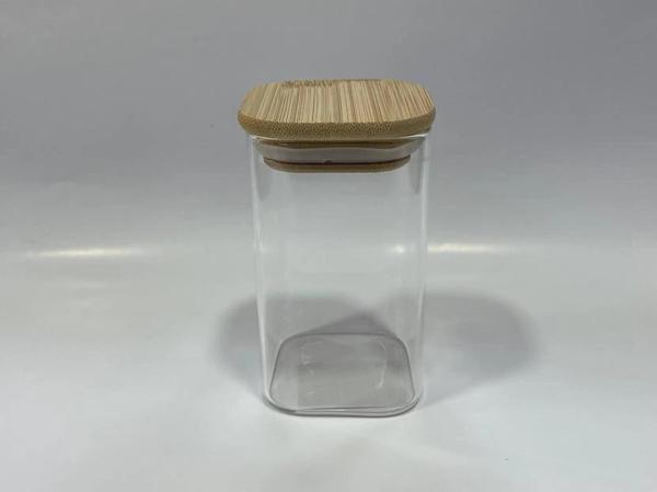 Gönül GNL 3290 Bambu Kapaklı Borosilikat Cam Kavanoz 6x6x10 cm - Image 1