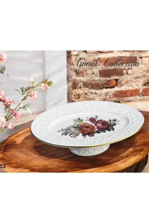 Gönül GNL 4552 Amelie Seramik Ayaklı Servis Tabağı 30 cm - Image 1