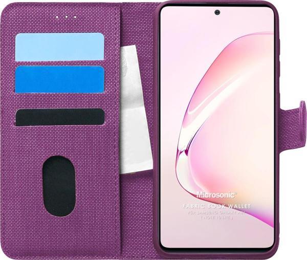 Microsonic Samsung Galaxy Note 10 Lite Kılıf Fabric Book Wallet Mor - Image 1