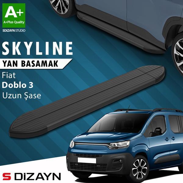 S-Dizayn Fiat Doblo 3 Uzun Şase Skyline Siyah Yan Basamak 213 Cm 2023 Üzeri A+ Kalite - Image 1