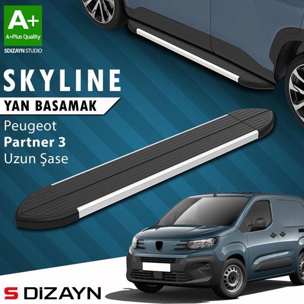 S-Dizayn Peugeot Partner 3 Uzun Şase Skyline Aluminyum Yan Basamak 213 Cm 2018 Üzeri A+ Kalite - Image 1