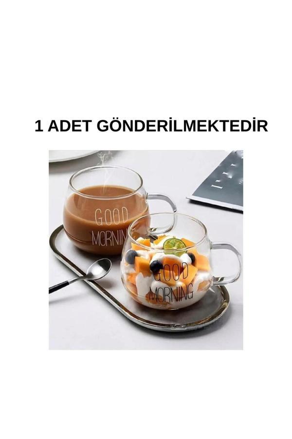 1 Li Good Morning Günaydın 400 ml Borosilikat Cam Kupa - Image 1