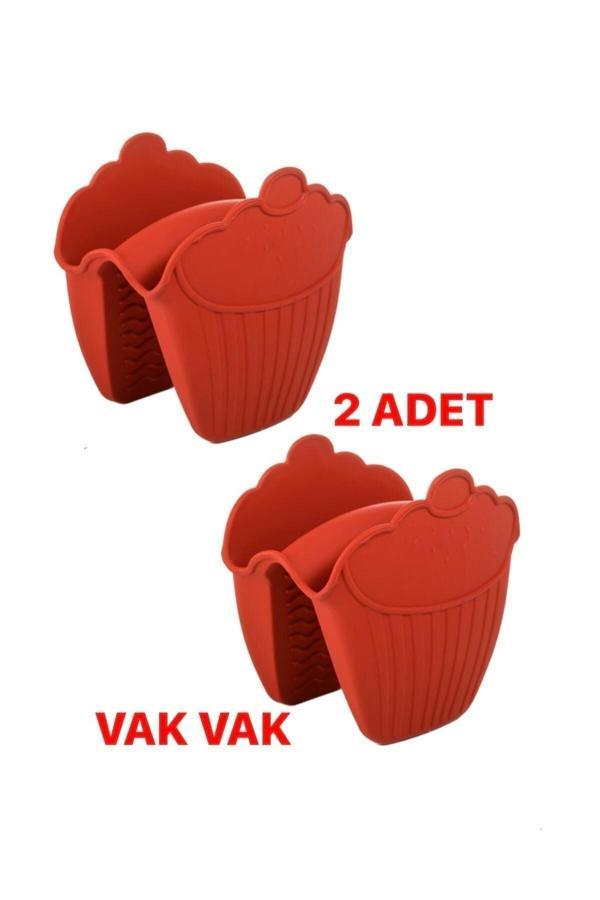 Silikon Fırın Eldiveni Vak Vak 2’li Kırmızı - Image 1