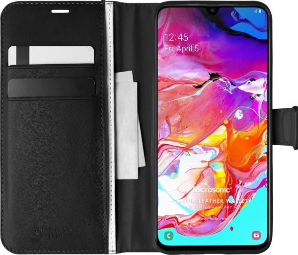 Microsonic Samsung Galaxy A70 Kılıf Delux Leather Wallet Siyah - Image 1