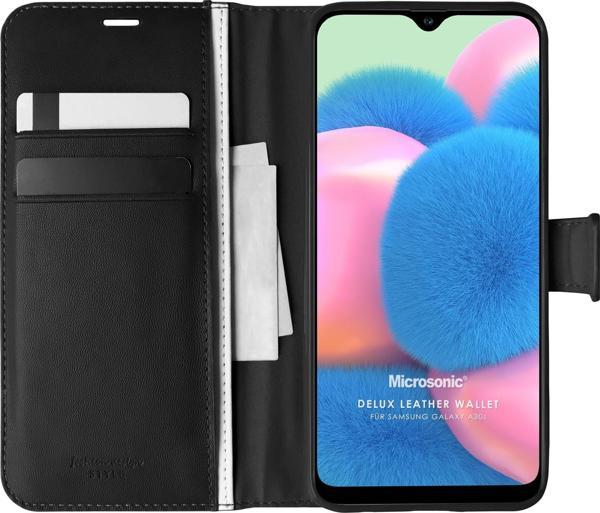 Microsonic Samsung Galaxy A30s Kılıf Delux Leather Wallet Siyah - Image 1