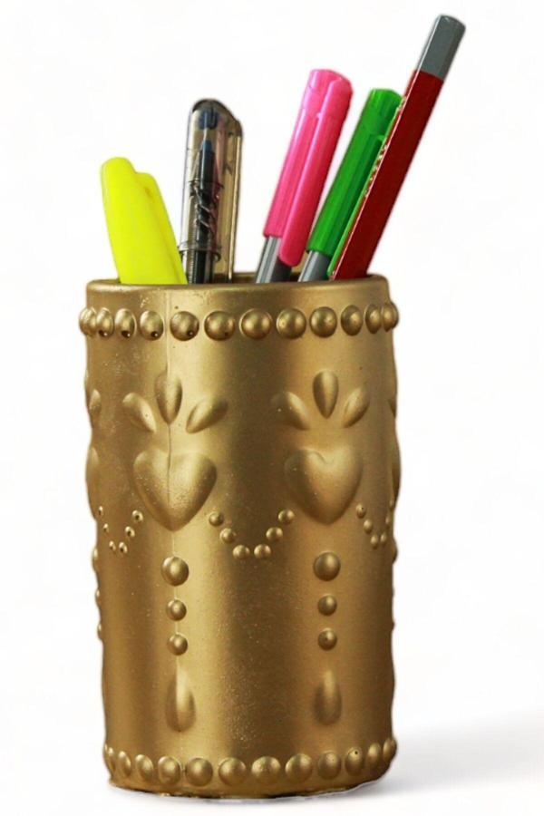 Kalemlik Altın Renk Masa Kalemliği Organizer Kalemlik Model 10 - Image 1