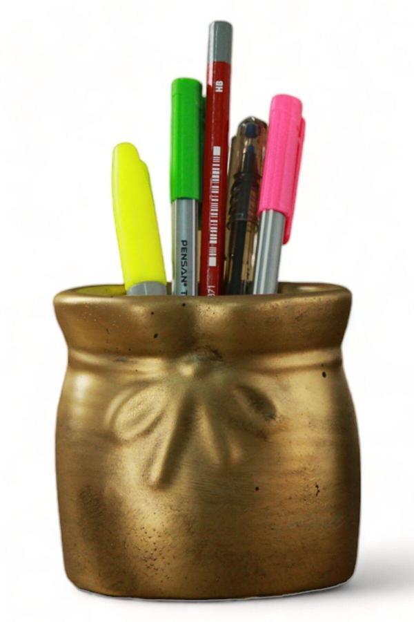 Kalemlik Altın Eskitme Renk Masa Kalemliği Organizer Kalemlik Model 8 - Image 1