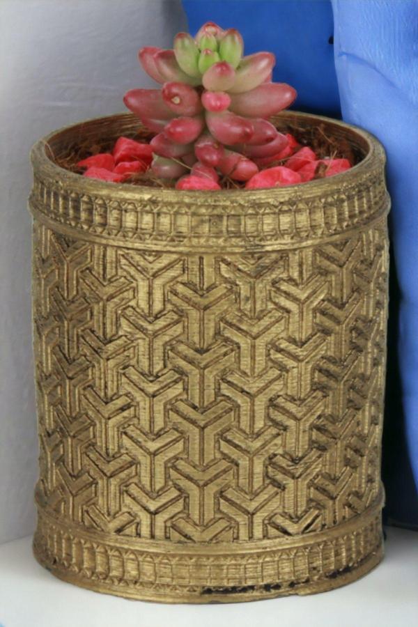 El Yapımı Saksı Beyaz Dekoratif Saksı Küçük Boy Model 42 - Image 1