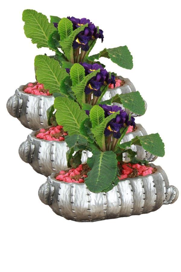 El Yapımı Saksı Seti Siyah Premium Kalite 3 Adet Dekoratif Saksı Model 3 - Image 1