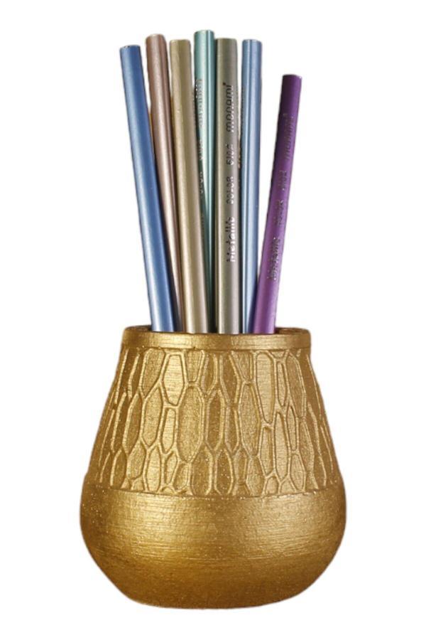 Kalemlik Masa Kalemliği Organizer Kalemlik Altın Renk Model 3 - Image 1