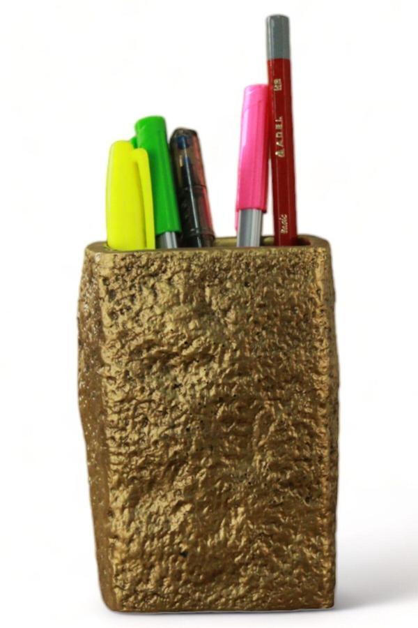 Kalemlik Altın Eskitme Renk Masa Kalemliği Organizer Kalemlik Model 7 - Image 1