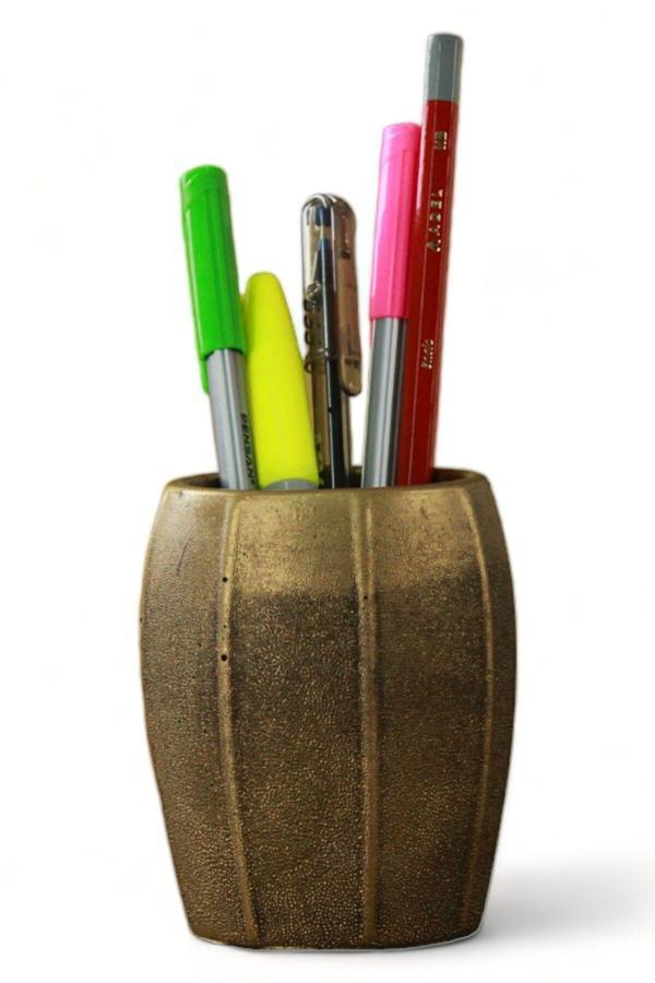 Kalemlik Altın Eskitme Renk Masa Kalemliği Organizer Kalemlik Model 13 - Image 1