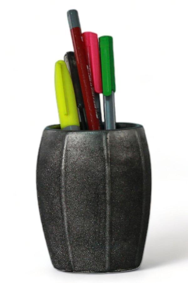 Kalemlik Gümüş Eskitme Renk Masa Kalemliği Organizer Kalemlik Model 13 - Image 1