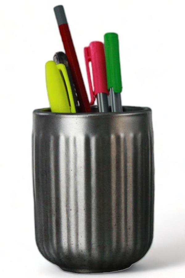 Kalemlik Gümüş Eskitme Renk Masa Kalemliği Organizer Kalemlik Model 11 - Image 1