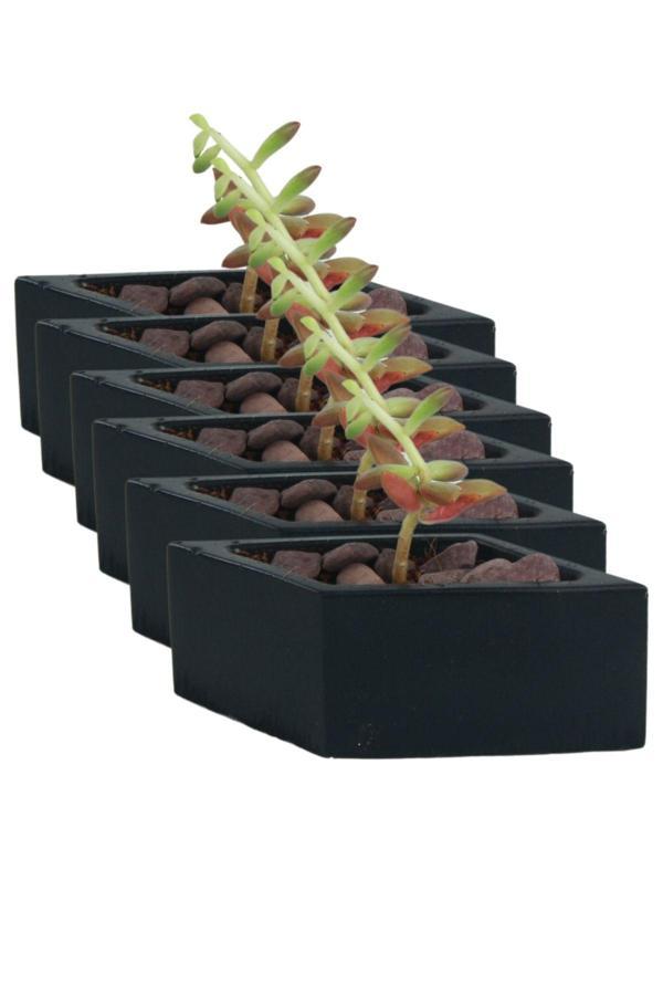 El Yapımı Saksı Seti Gümüş Dekoratif 6 Adet Saksı Küçük Boy Model 19 - Image 1