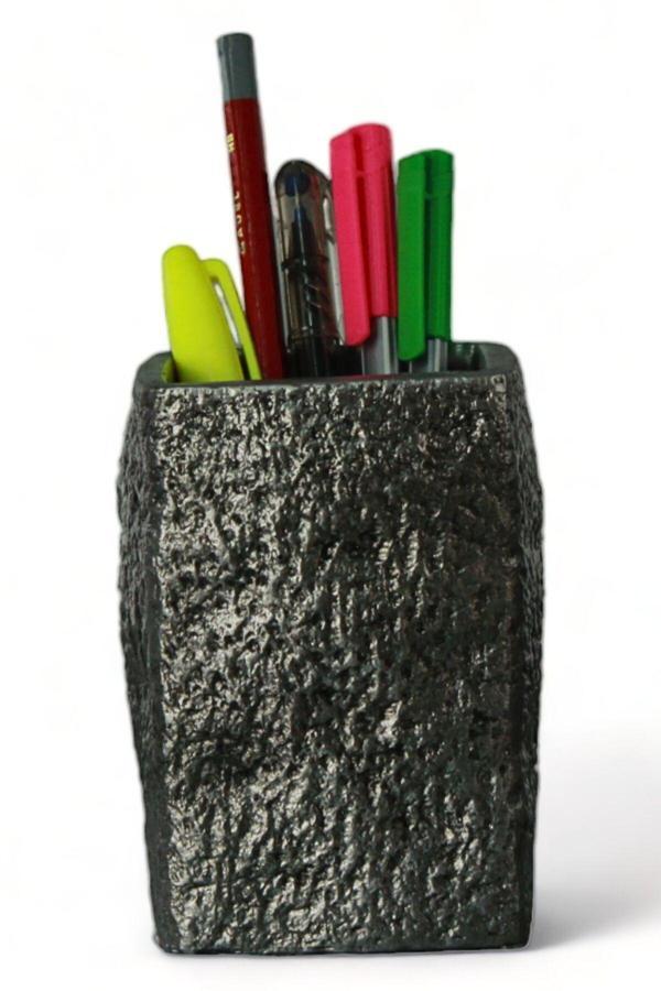 Kalemlik Gümüş Eskitme Renk Masa Kalemliği Organizer Kalemlik Model 7 - Image 1