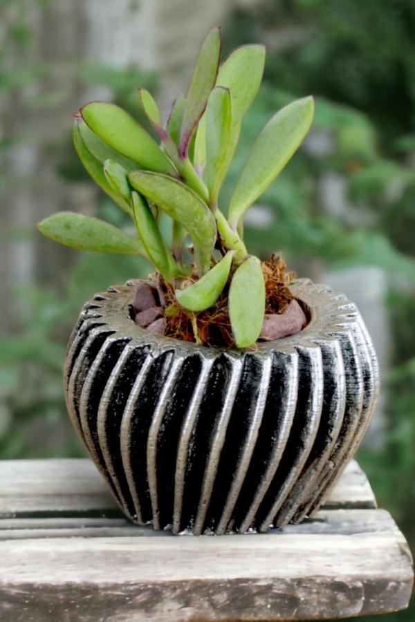 El Yapımı Saksı Gümüş Dekoratif Saksı Küçük Boy Model 13 - Image 1