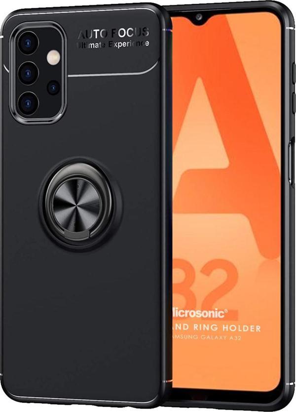 Microsonic Samsung Galaxy A32 5G Kılıf Kickstand Ring Holder Siyah - Image 1