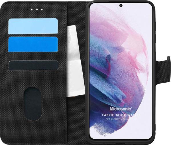 Microsonic Samsung Galaxy S21 Kılıf Fabric Book Wallet Siyah - Image 1