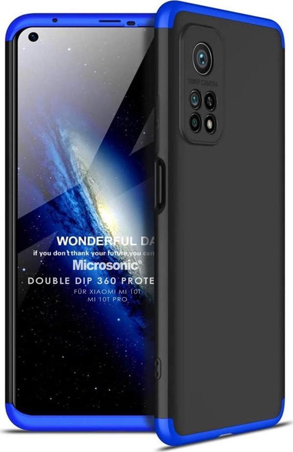 Microsonic Xiaomi Mi 10T Pro Kılıf Double Dip 360 Protective Siyah Mavi - Image 1