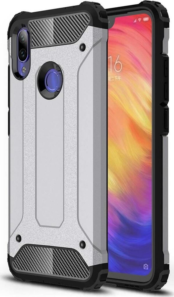 Microsonic Xiaomi Redmi Note 7 Pro Kılıf Rugged Armor Gümüş - Image 1