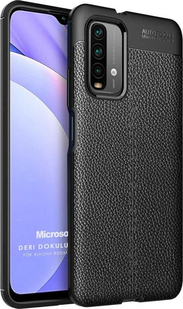 Microsonic Xiaomi Redmi Note 9 4G Kılıf Deri Dokulu Silikon Siyah - Image 1