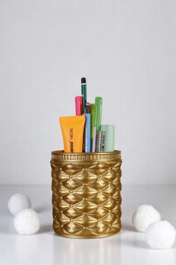 Kalemlik Masa Kalemliği Organizer Kalemlik Altın Renk Model 85 - Image 1