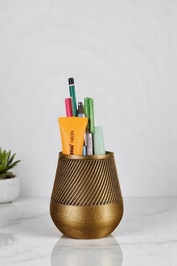 Kalemlik Masa Kalemliği Organizer Kalemlik Altın Eskitme Renk Model 89 - Image 1