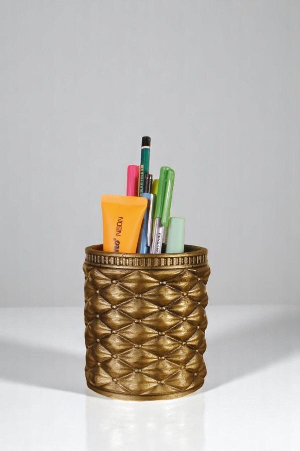 Kalemlik Masa Kalemliği Organizer Kalemlik Altın Eskitme Renk Model 85 - Image 1